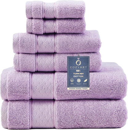 Bath Towel Set 6 PCS, Pink Luxury 100% Turkish Cotton 650GSM