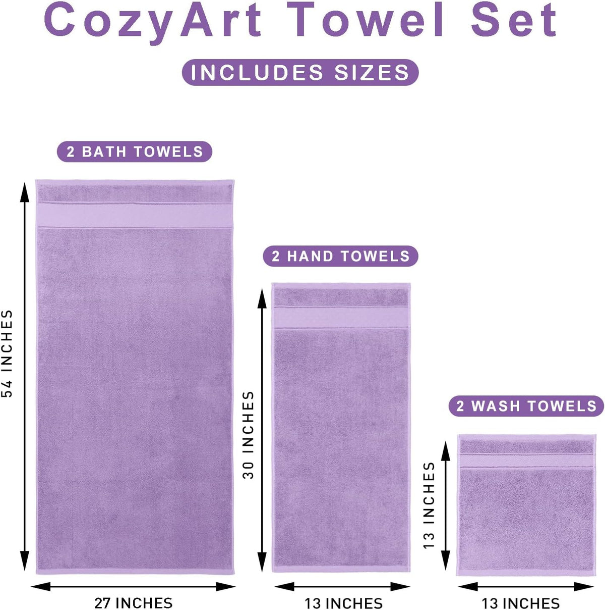 Bath Towel Set 6 PCS, Pink Luxury 100% Turkish Cotton 650GSM