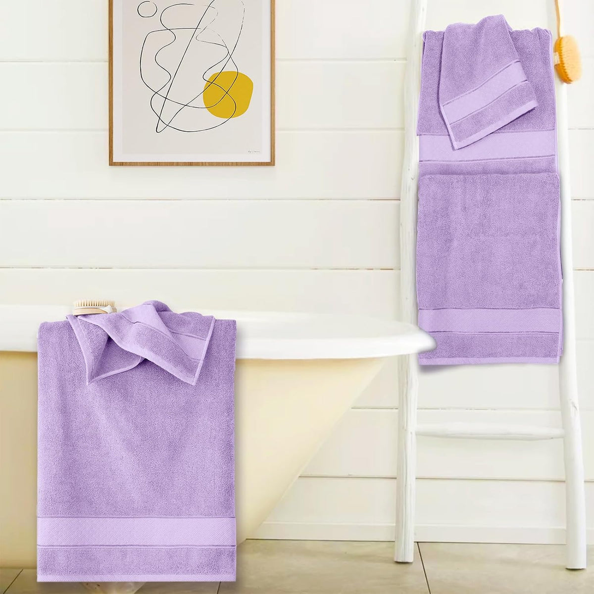 Bath Towel Set 6 PCS, Pink Luxury 100% Turkish Cotton 650GSM