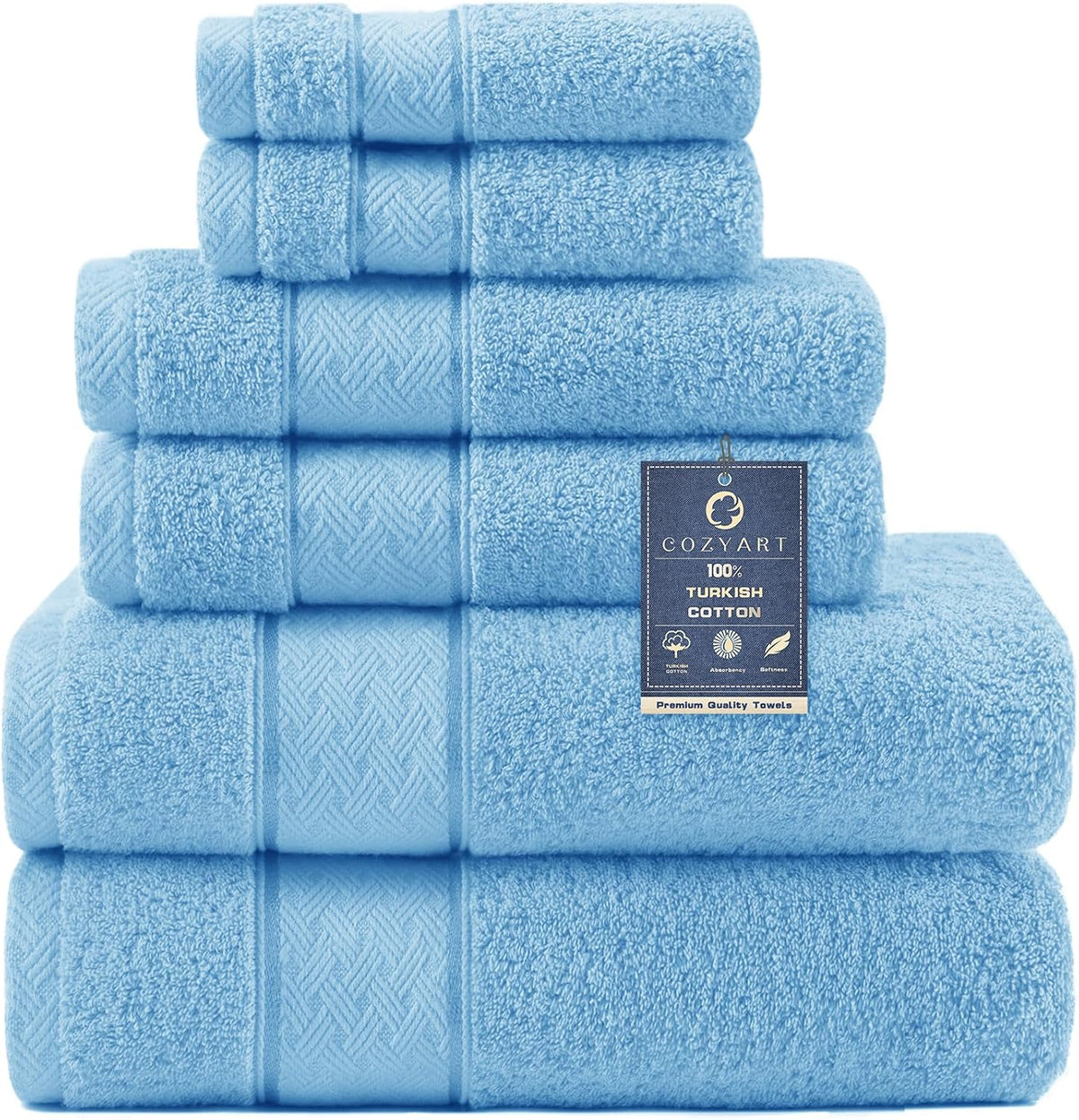 Bath Towel Set 6 PCS, Pink Luxury 100% Turkish Cotton 650GSM