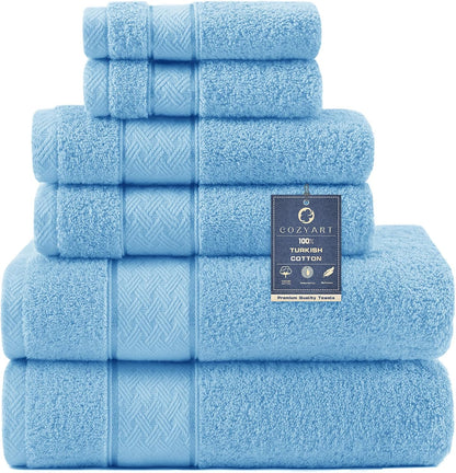 Bath Towel Set 6 PCS, Pink Luxury 100% Turkish Cotton 650GSM
