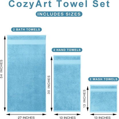 Bath Towel Set 6 PCS, Pink Luxury 100% Turkish Cotton 650GSM