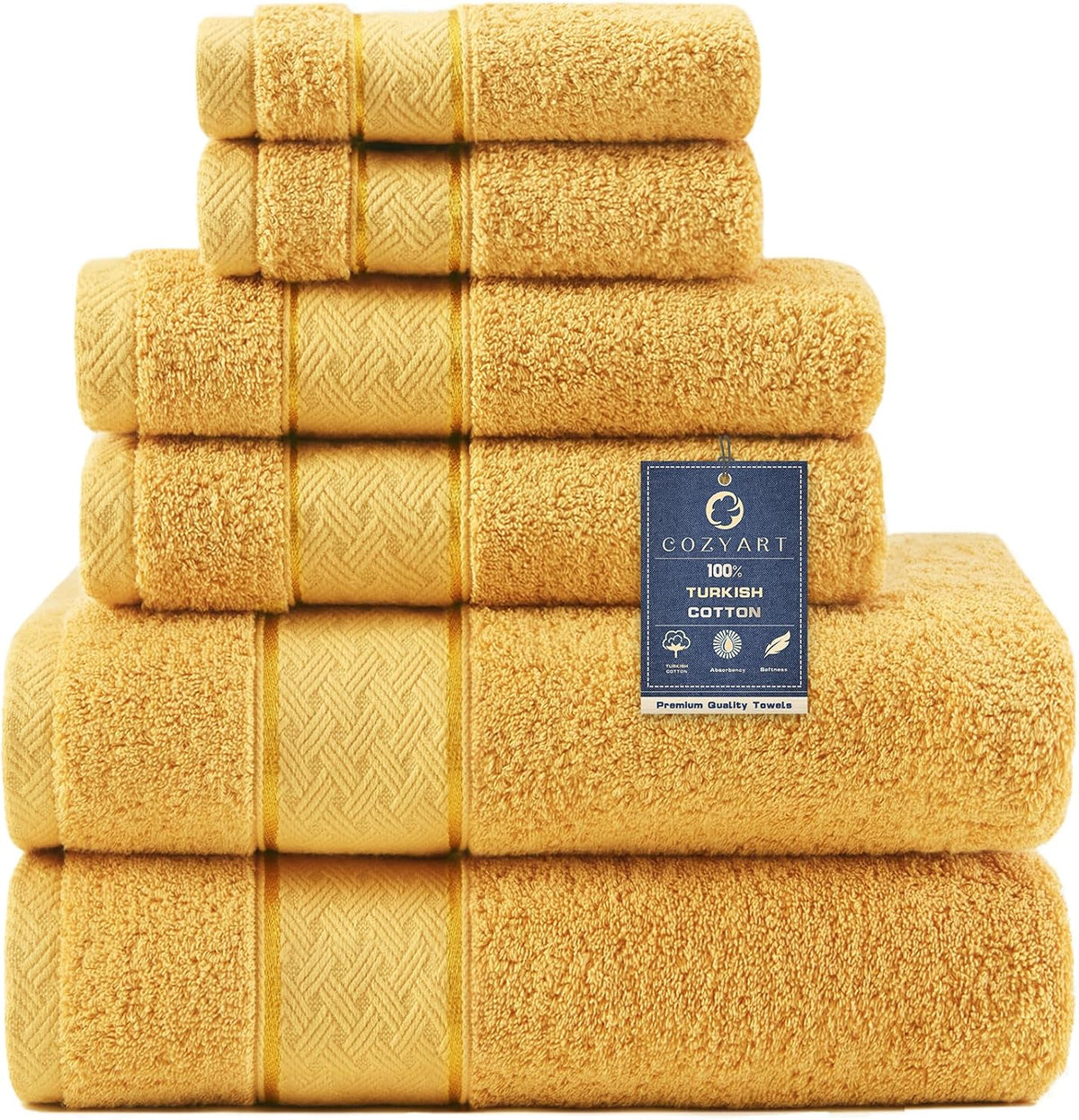 Bath Towel Set 6 PCS, Pink Luxury 100% Turkish Cotton 650GSM