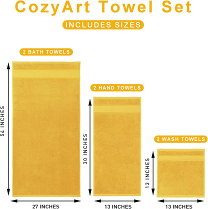 Bath Towel Set 6 PCS, Pink Luxury 100% Turkish Cotton 650GSM