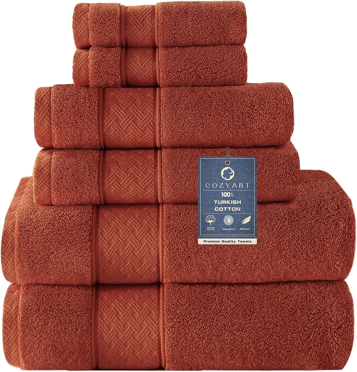 Bath Towel Set 6 PCS, Pink Luxury 100% Turkish Cotton 650GSM