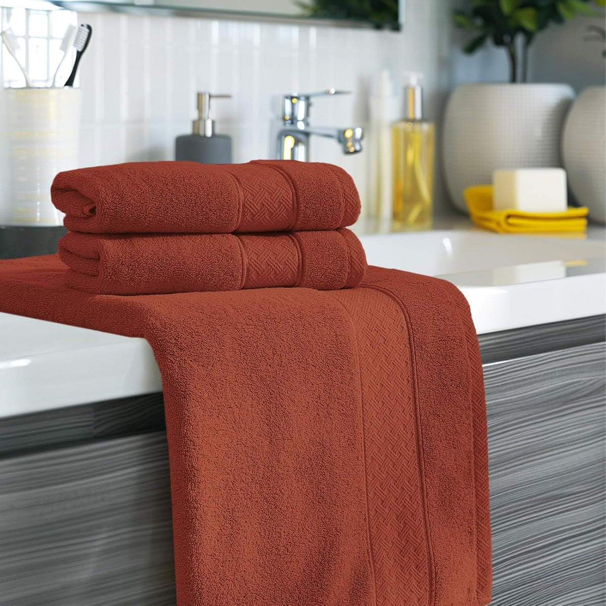 Bath Towel Set 6 PCS, Pink Luxury 100% Turkish Cotton 650GSM