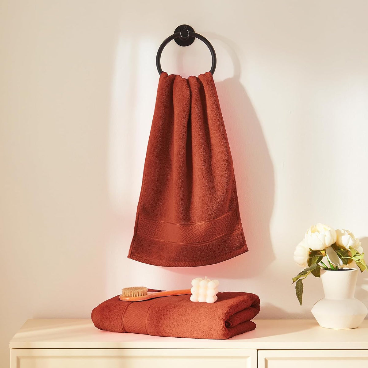 Bath Towel Set 6 PCS, Pink Luxury 100% Turkish Cotton 650GSM