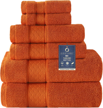Bath Towel Set 6 PCS, Pink Luxury 100% Turkish Cotton 650GSM