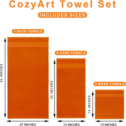 Bath Towel Set 6 PCS, Pink Luxury 100% Turkish Cotton 650GSM