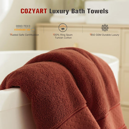 Bath Towel Set 6 PCS, Pink Luxury 100% Turkish Cotton 650GSM