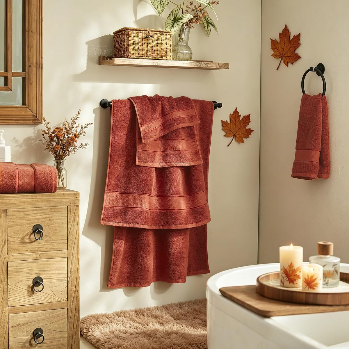 Bath Towel Set 6 PCS, Pink Luxury 100% Turkish Cotton 650GSM