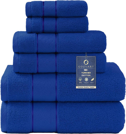 Bath Towel Set 6 PCS, Pink Luxury 100% Turkish Cotton 650GSM