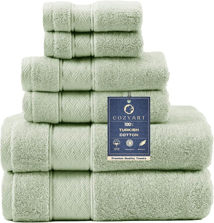 Bath Towel Set 6 PCS, Pink Luxury 100% Turkish Cotton 650GSM