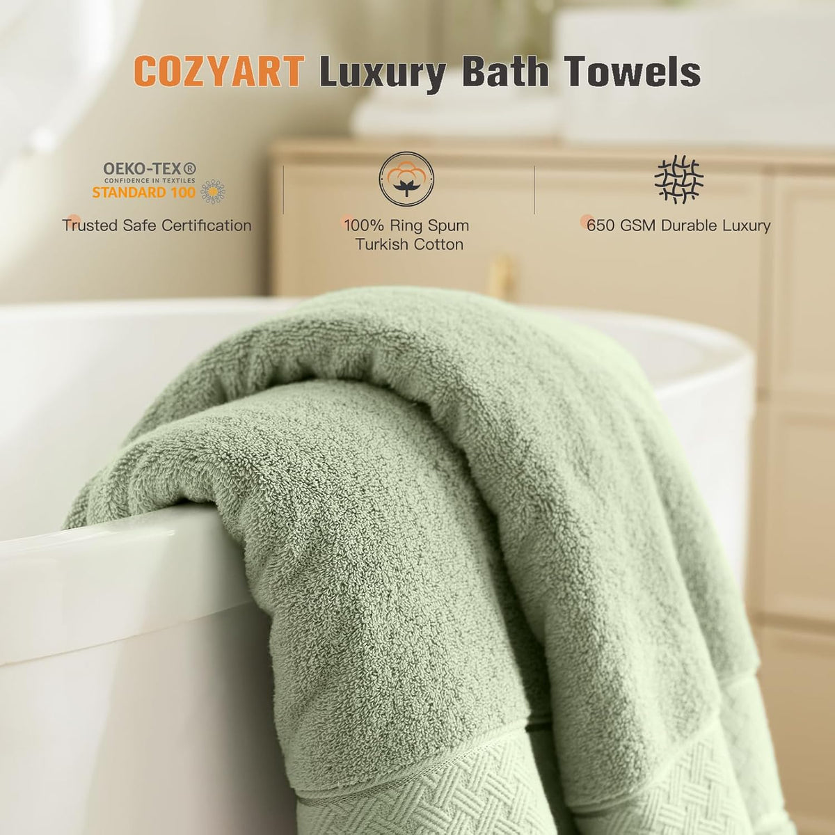 Bath Towel Set 6 PCS, Pink Luxury 100% Turkish Cotton 650GSM