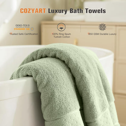 Bath Towel Set 6 PCS, Pink Luxury 100% Turkish Cotton 650GSM