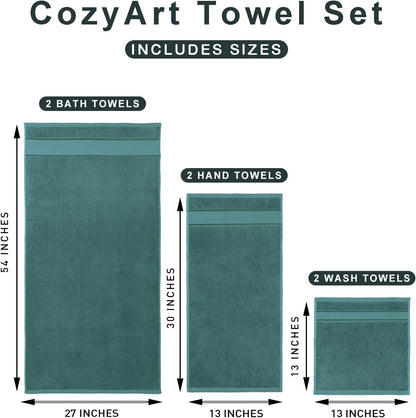 Bath Towel Set 6 PCS, Pink Luxury 100% Turkish Cotton 650GSM