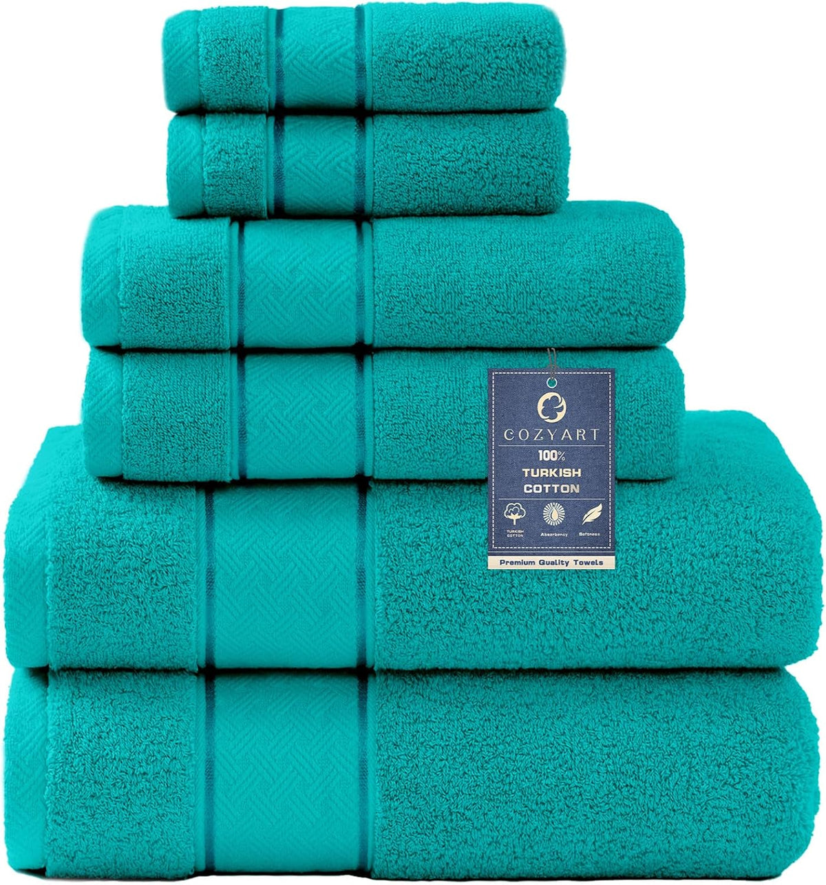 Bath Towel Set 6 PCS, Pink Luxury 100% Turkish Cotton 650GSM