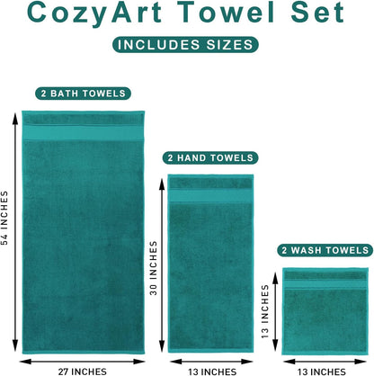 Bath Towel Set 6 PCS, Pink Luxury 100% Turkish Cotton 650GSM