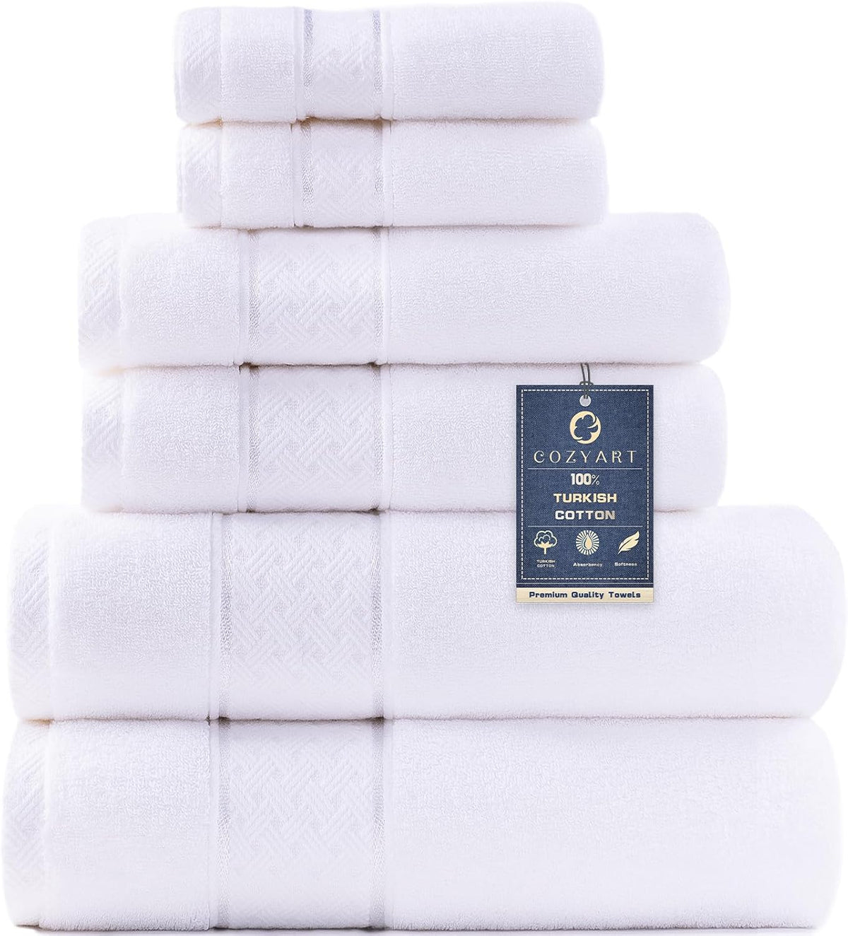 Bath Towel Set 6 PCS, Pink Luxury 100% Turkish Cotton 650GSM