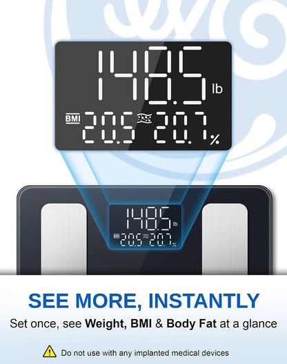 Smart Scale for Body Weight: BMI Body Fat, Digital Bluetooth Scale 400lb