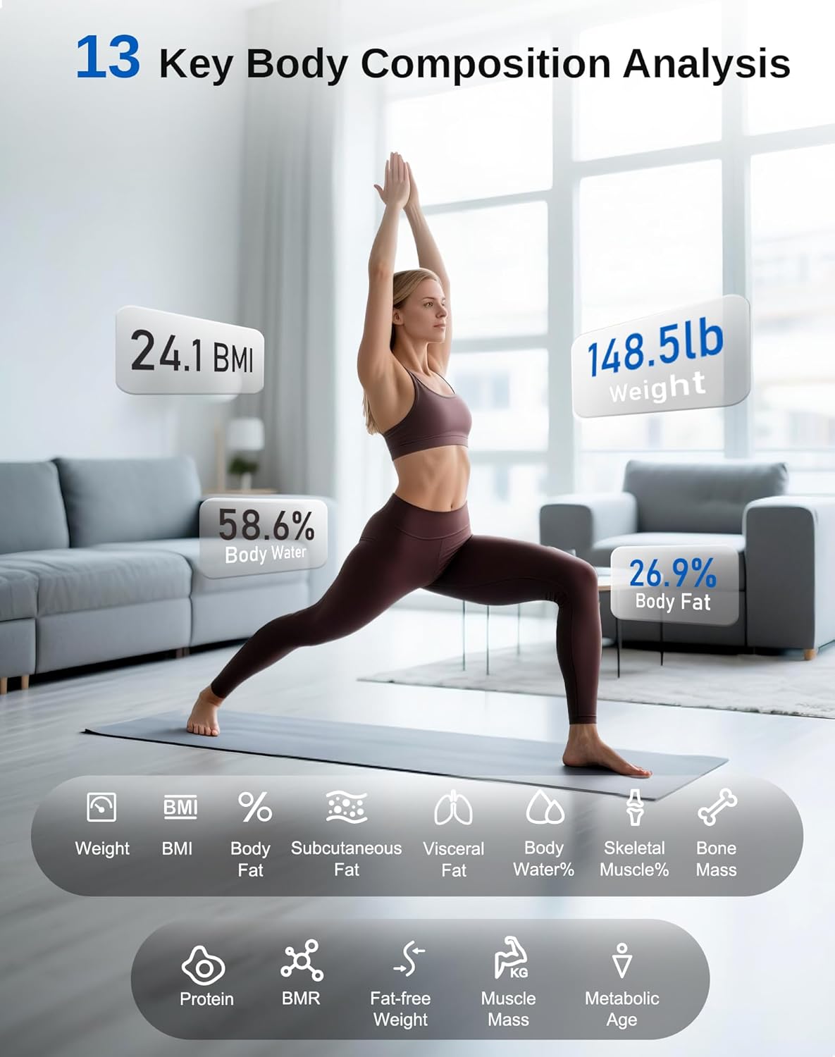 Smart Scale for Body Weight: BMI Body Fat, Digital Bluetooth Scale 400lb