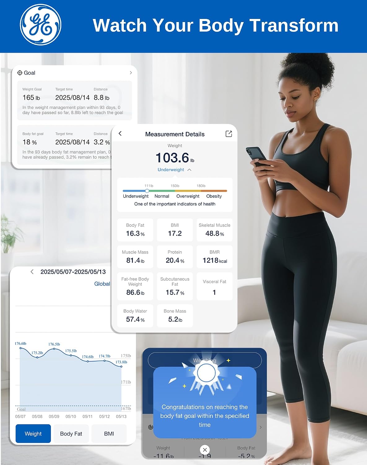 Smart Scale for Body Weight: BMI Body Fat, Digital Bluetooth Scale 400lb