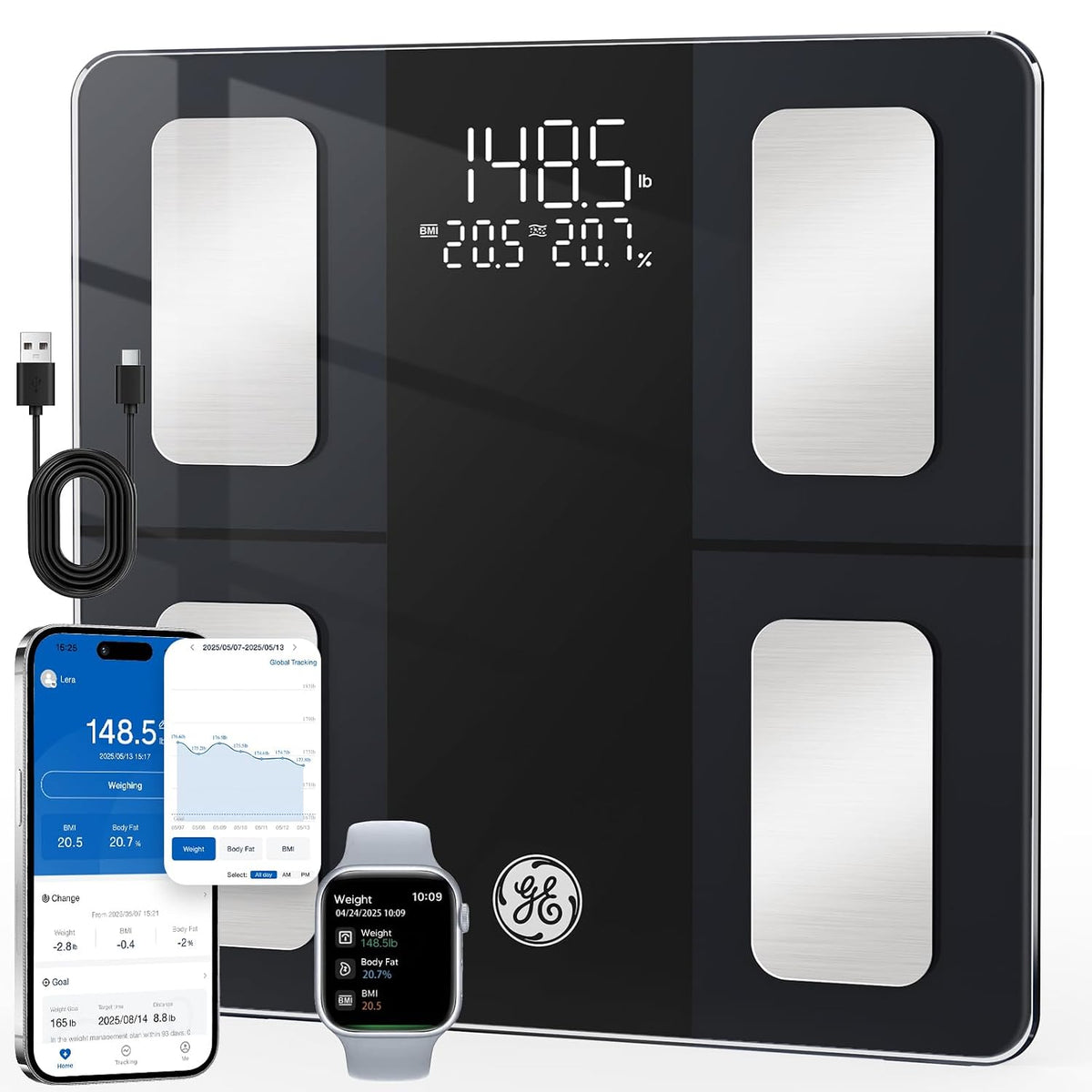 Smart Scale for Body Weight: BMI Body Fat, Digital Bluetooth Scale 400lb