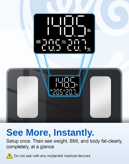 Smart Scale for Body Weight: BMI Body Fat, Digital Bluetooth Scale 400lb