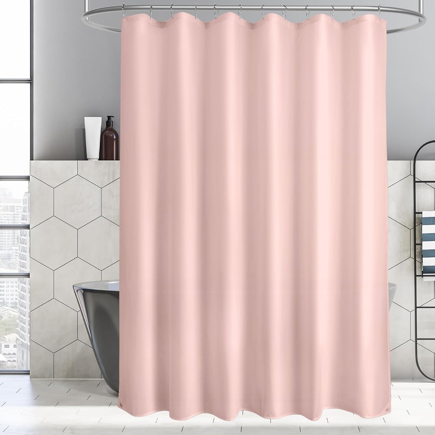 Waterproof Fabric Shower Curtain Liner Washable, Cloth Shower Liner with Magnets, White Shower Liner Soft Fabric, Lightweight Shower Curtain Liner, 70x72 Inches