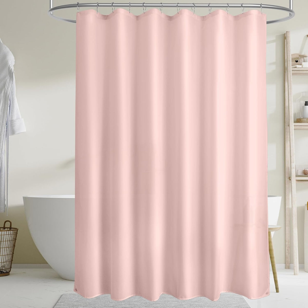 Waterproof Fabric Shower Curtain Liner Washable, Cloth Shower Liner with Magnets, White Shower Liner Soft Fabric, Lightweight Shower Curtain Liner, 70x72 Inches
