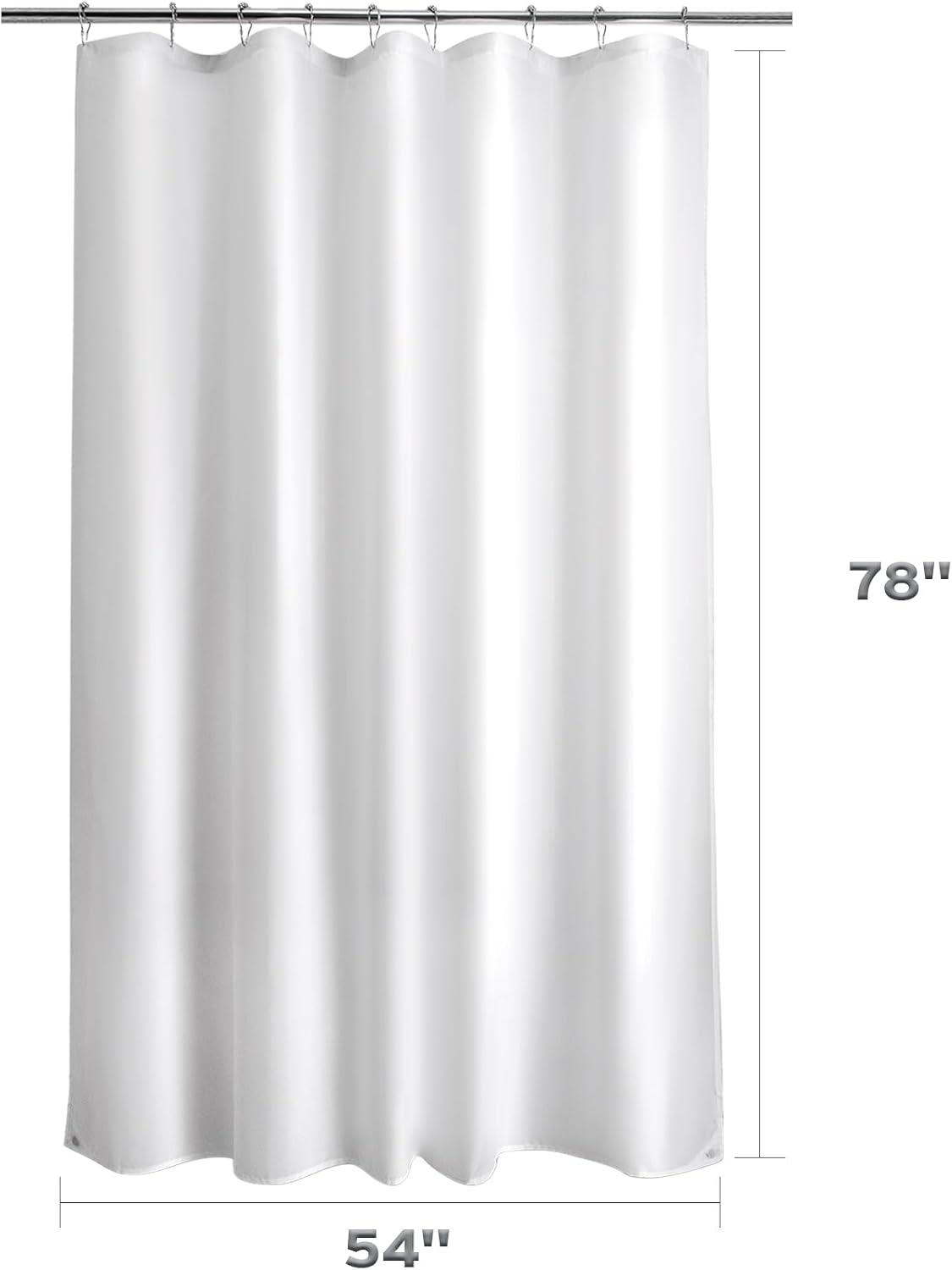 Waterproof Fabric Shower Curtain Liner Washable, Cloth Shower Liner with Magnets, White Shower Liner Soft Fabric, Lightweight Shower Curtain Liner, 70x72 Inches