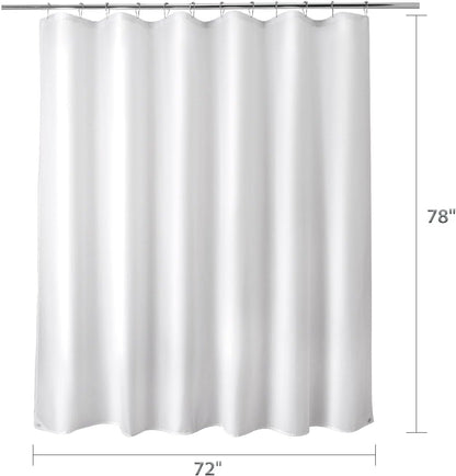 Waterproof Fabric Shower Curtain Liner Washable, Cloth Shower Liner with Magnets, White Shower Liner Soft Fabric, Lightweight Shower Curtain Liner, 70x72 Inches