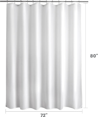 Waterproof Fabric Shower Curtain Liner Washable, Cloth Shower Liner with Magnets, White Shower Liner Soft Fabric, Lightweight Shower Curtain Liner, 70x72 Inches