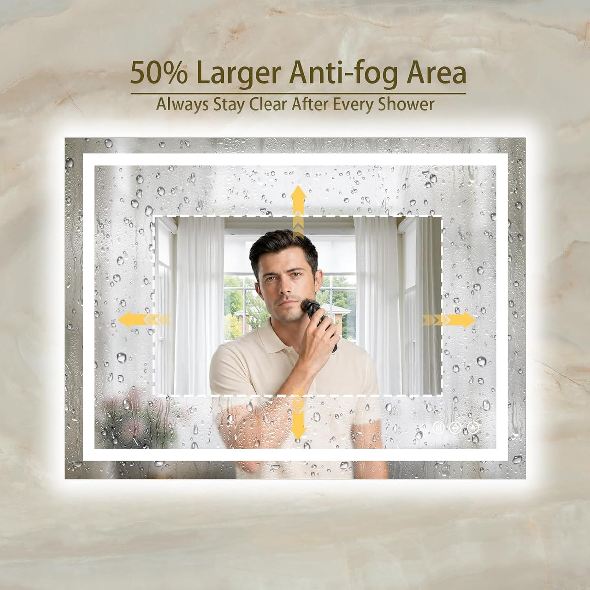 36"x48" LED Bathroom Mirror with Lights, Anti-Fog, Backlit+Frontlit