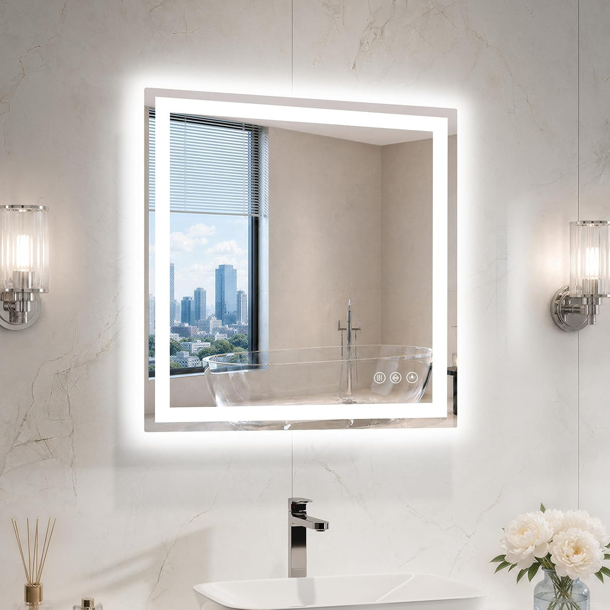 36"x48" LED Bathroom Mirror with Lights, Anti-Fog, Backlit+Frontlit