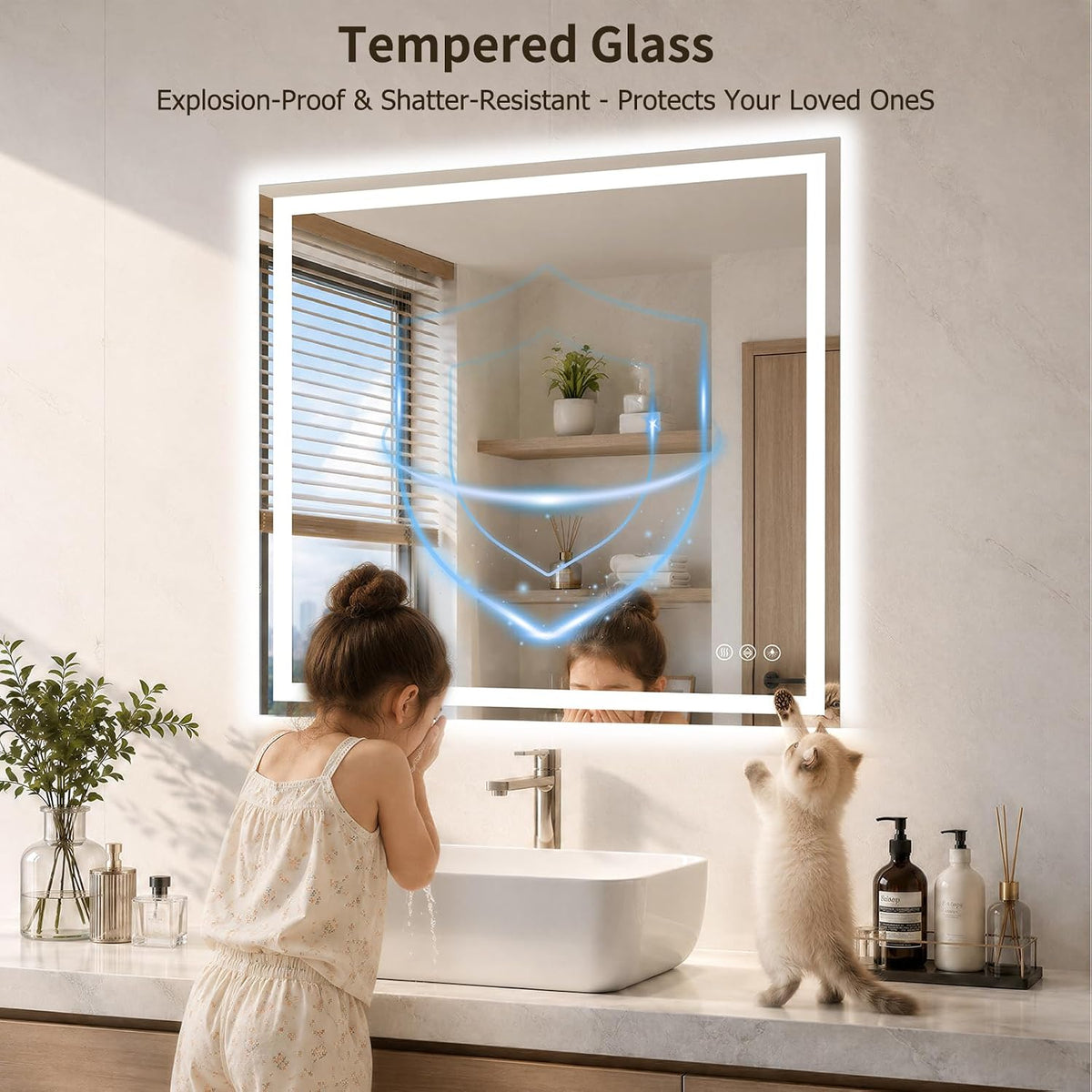 36"x48" LED Bathroom Mirror with Lights, Anti-Fog, Backlit+Frontlit