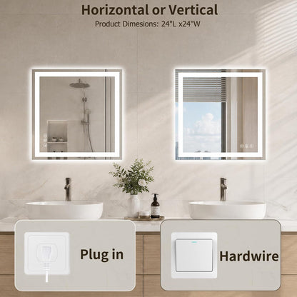 36"x48" LED Bathroom Mirror with Lights, Anti-Fog, Backlit+Frontlit