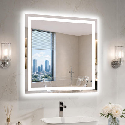 36"x48" LED Bathroom Mirror with Lights, Anti-Fog, Backlit+Frontlit