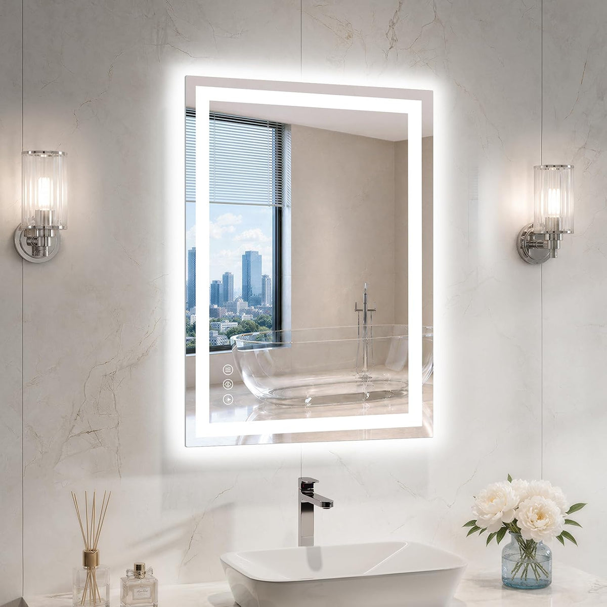 36"x48" LED Bathroom Mirror with Lights, Anti-Fog, Backlit+Frontlit