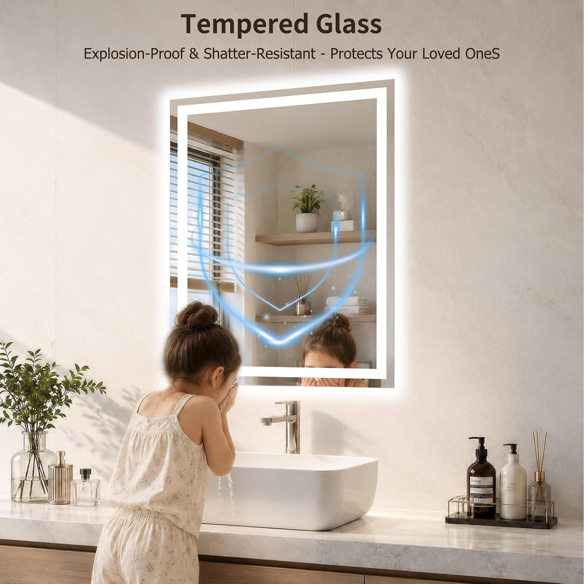 36"x48" LED Bathroom Mirror with Lights, Anti-Fog, Backlit+Frontlit