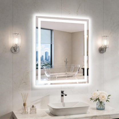 36"x48" LED Bathroom Mirror with Lights, Anti-Fog, Backlit+Frontlit