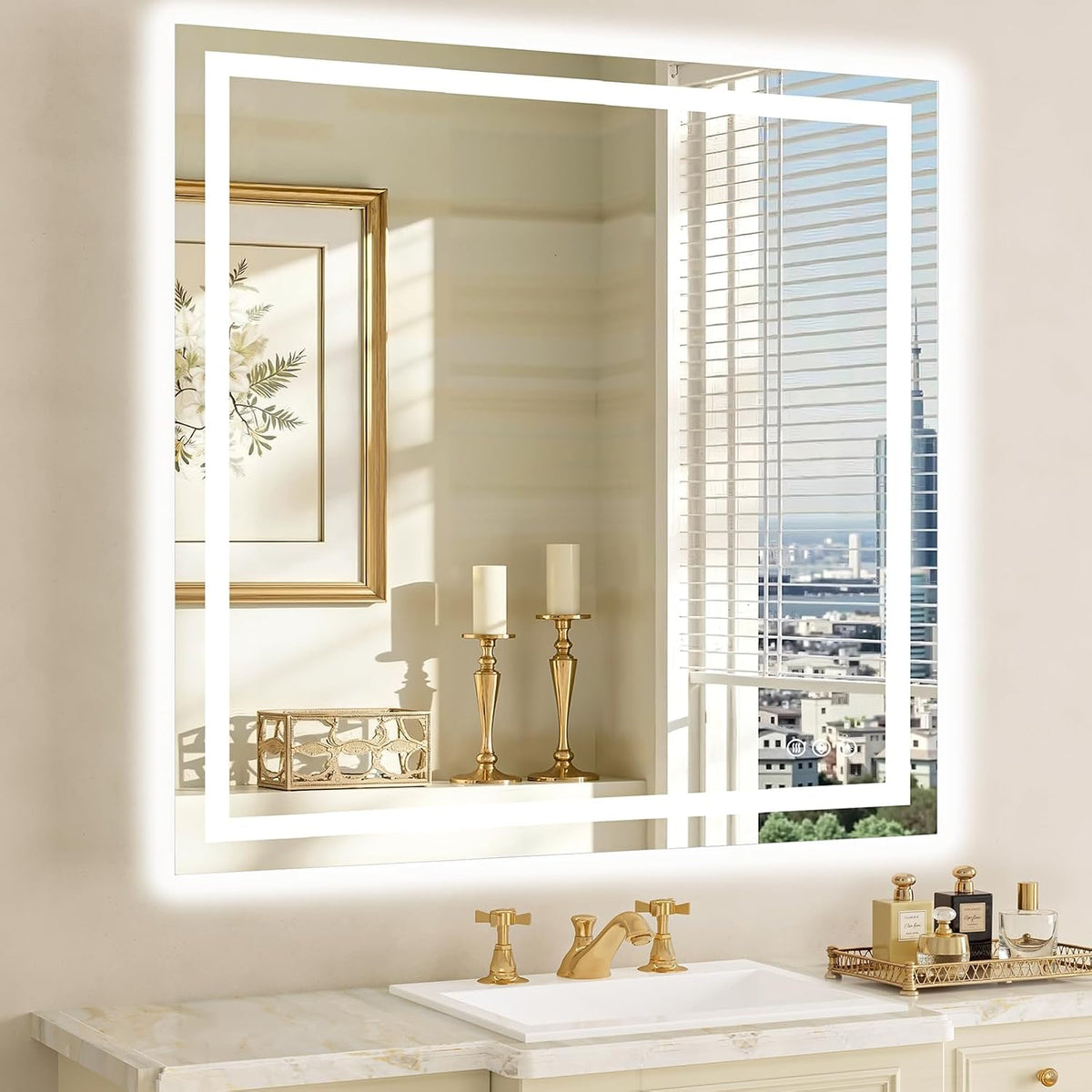 36"x48" LED Bathroom Mirror with Lights, Anti-Fog, Backlit+Frontlit