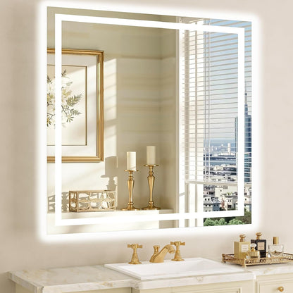 36"x48" LED Bathroom Mirror with Lights, Anti-Fog, Backlit+Frontlit