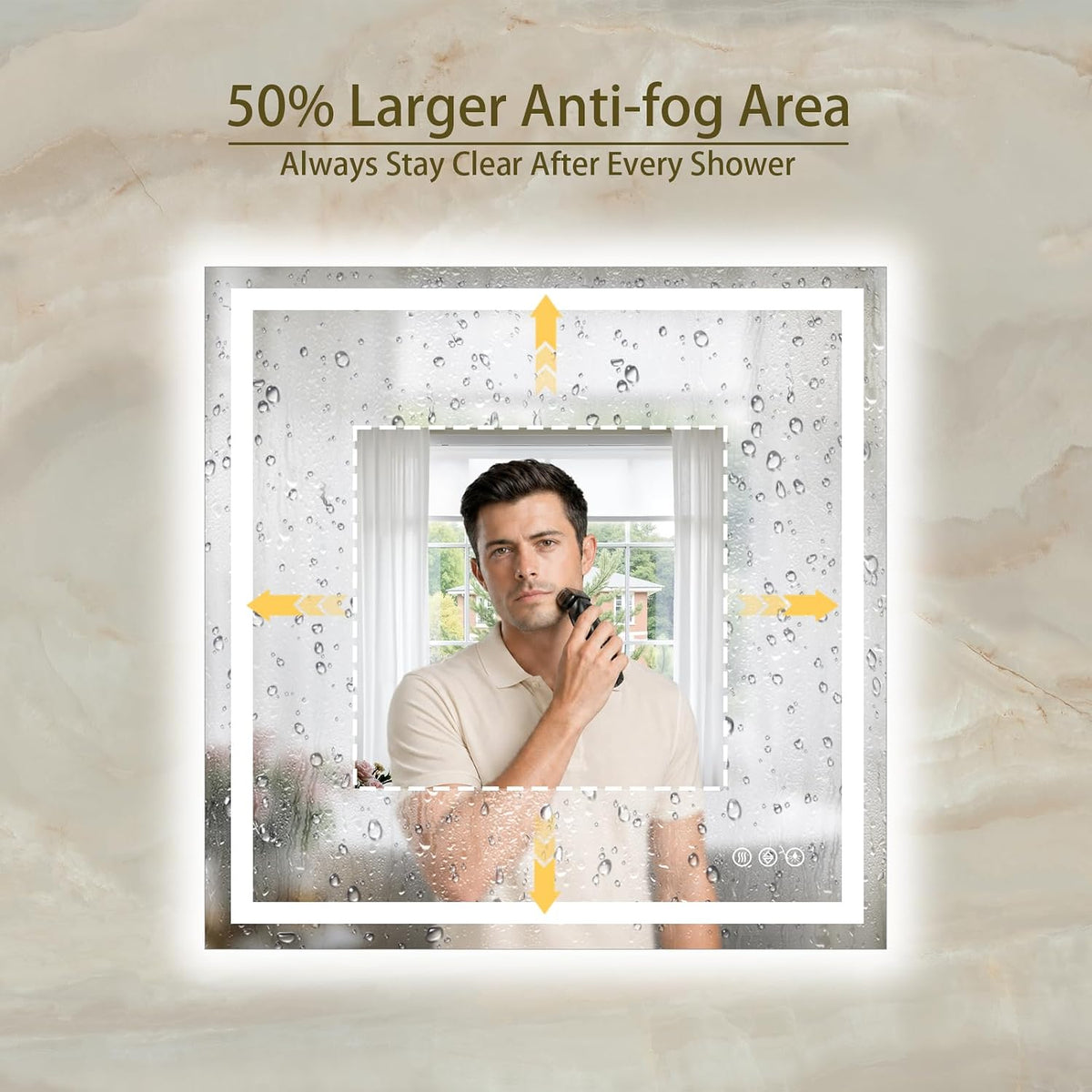 36"x48" LED Bathroom Mirror with Lights, Anti-Fog, Backlit+Frontlit