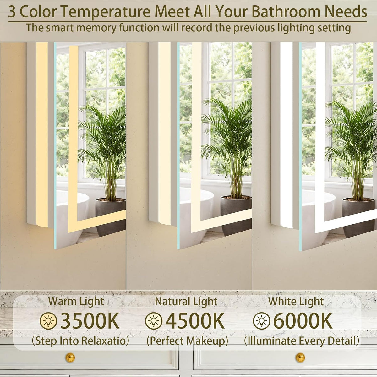 36"x48" LED Bathroom Mirror with Lights, Anti-Fog, Backlit+Frontlit