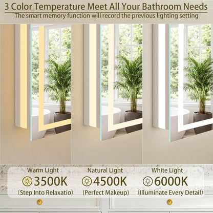 36"x48" LED Bathroom Mirror with Lights, Anti-Fog, Backlit+Frontlit