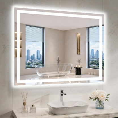 36"x48" LED Bathroom Mirror with Lights, Anti-Fog, Backlit+Frontlit
