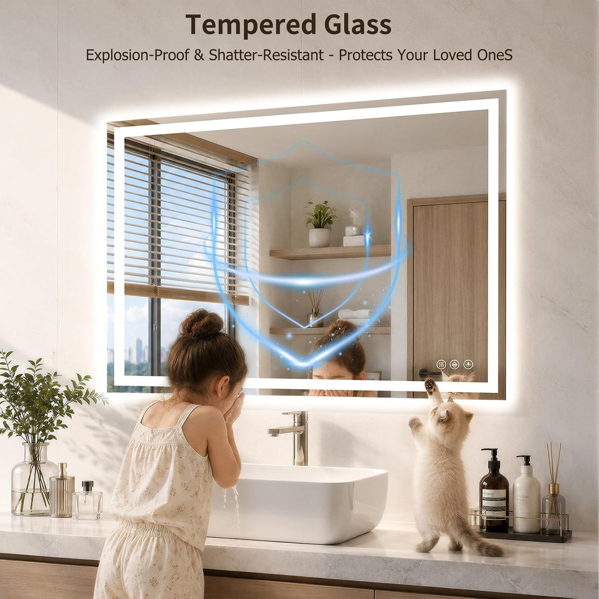 36"x48" LED Bathroom Mirror with Lights, Anti-Fog, Backlit+Frontlit