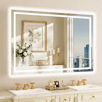36"x48" LED Bathroom Mirror with Lights, Anti-Fog, Backlit+Frontlit