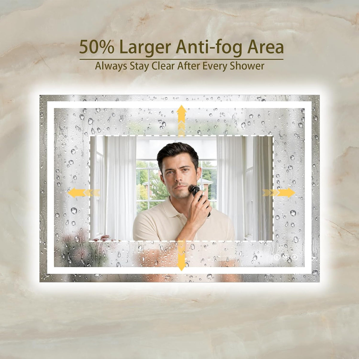 36"x48" LED Bathroom Mirror with Lights, Anti-Fog, Backlit+Frontlit